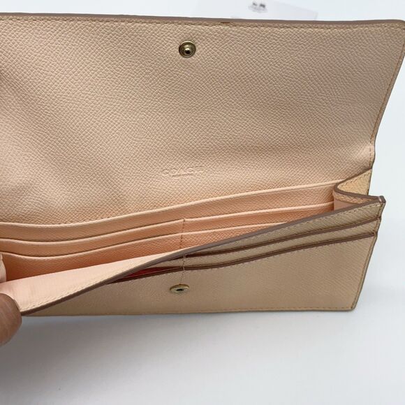 NWT COACH 52772 Edge Studs Crossgrain Slim Soft Leather Card Wallet Apricot Gold - Picture 5 of 7